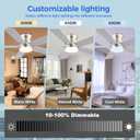 Ayaoty Flush Mount Low Profile Ceiling Fans with Lights - Modern Ceiling Fan with LED Dimming, Timer, 6Wind Speeds, Indoor Fan Light Fixture for Bedroom, Kitchen, Nickel