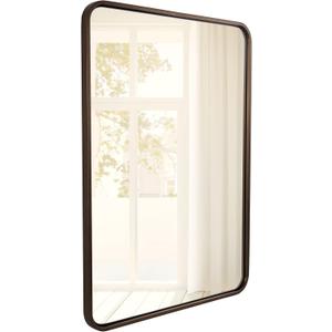ANDY STAR Bronze Bathroom Mirror, 22X30 Bronze Mirrors for Wall, Rounded Rectangle Mirror for Bathroom Vanity Metal Framed, HD Reflection, Wall-Mounted Vertically or Horizontally