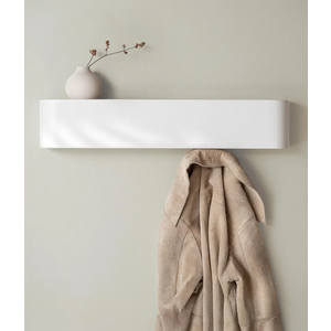 Wall-Mounted Coat Rack 'Toke' - Modern Design Coat Rack with Hidden Wall Hooks - Solid Wood Veneer Panel Coat Hanger - White, 8 Hooks