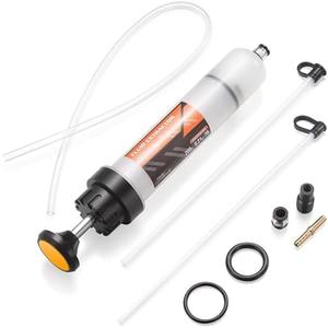 FOUR UNCLES 200cc Fluid Extractor & Fill Pump for Automotive Use - Oil Syringe with a 23" Hose & Two 12" Extension Tubes for Easy Oil Change