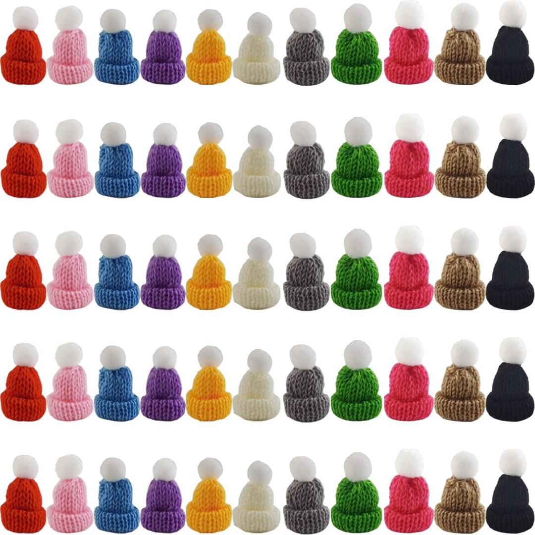 GXXMEI 55PCS Mini Christmas Knit Hats - DIY Hair Accessories Crafts & Ornaments (Multi-Color)