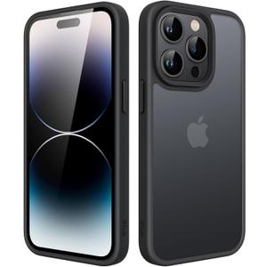 JETech Matte Case for iPhone 14 Pro 6.1-Inch, Shockproof Military Grade Drop Protection, Frosted Translucent Back Phone Cover, Anti-Fingerprint (Black)