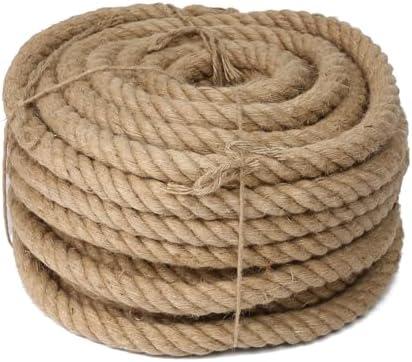 Natural Jute Twine Strin, Bulk Hemp Jute Rope Ideal for Tug of War, Deer Hunting, Nautical, Crafts, Swing, Packing Material Burlap Ribbon, Christmas Knitting Macrame Decoration(35mm/100 Feet)