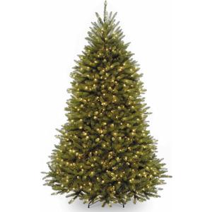 National Tree Company 7.5 ft Pre-Lit Dunhill Fir Artificial Christmas Tree, 600 Clear Lights, 2,189 Tips, Includes Stand, Green