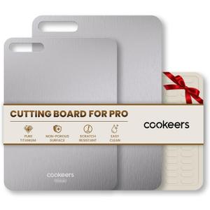 Titanium Cutting Board set of 2-2026 New Upgraded Pure Titanium Double-sided Cutting Boards for Kitchen, Hygiene Durable Dishwasher Safe, Chopping Board for Meat, Vegetables (M+L+Mat)