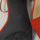 Amazon Essentials Women's Two Strap Heeled Sandal (7, Bright Poppy Red)