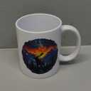 Forests and Deer Pottery 11 oz Coffee mug with large handle,White Porcelain Coffee Mugs,double exposure Art Style Tea Cup,Excellent Choice for Any Occasion,Microwave and Dishwasher Safe