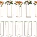 VEVOR 10PCS 31.5inch High Wedding Flower Stand, with Acrylic Laminate,Metal Vase Column Geometric Centerpiece Stands, Gold Rectangular Floral Display Rack for Events Reception, Party Decoration