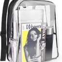 JOMPARO Clear Backpack - Clear Backpacks for School Transparent Bookbag for College Work Travel, Black 16 inch