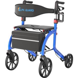 Rollator Walker with Seat for Seniors, 10" & 8" Wheels, 350 lb
16.9 lb Lightweight Foldable Aluminum Rollator with All-Terrain Wheels, Built-in Cable Brakes and Storage Bag