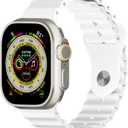 HeiKe Silicone Ocean Band for Apple Watch Ultra 2/Ultra Band 49mm 46mm 45mm 44mm 42mm 41mm 40mm 38mm Men Women, Sport Breathable Wristband Strap for iWatch Series 10 9 8 7 6 5 4 3 2 1 SE, White