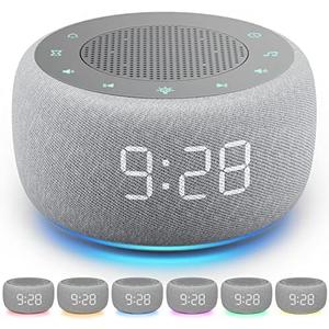 Buffbee Sound Machine & Alarm Clock 2-in-1, 18 Soothing Sound, 7 Night Light, Sleep Timer, Precise 30-Level Volume Control White Noise Machine