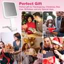 Portable Travel Makeup Mirror with Lights, Double Sided 1X/10X Magnifying Mirror, 3 Color Adjustable Lighting Touch Screen, Rechargeable Lighted Beauty Mirror, Tabletop Handhold Hanging (White)