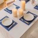 Home Brilliant Placemats Set of 6 Linen Blue Placemats Heat Resistant Dining Table Place Mats Kitchen Table Mats, Indigo