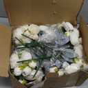 Yunlly 16 Packs Artificial Peony Flowers Faux Peonies Bouquet Silk Vintage Wedding Home Table Door Decor Reusable Bouquet Rose Flowers for Bridal Wedding Birthday Home(White,Peony)