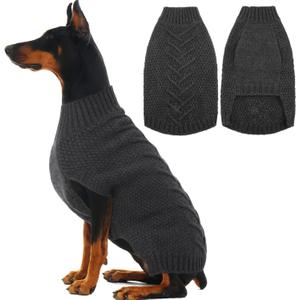IECOii Dog Sweaters for Large Dogs, XXL Dog Sweater Warm Pullover Vest for Winter, Knitted Sweatshirt for Extra Large Dogs Boy Girl, Labradors, Pitbull Sweaters, Darkgrey - 2XL (Chest:28 in)