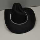 100% Wool Western Cowboy Hat for Men Women Classic Fedora Hat Felt Cowgirls Hats with Two Decorative Bands, Black-d