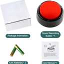 Recordable Talking Button 30 Seconds Record Button Easy Button Answer Buzzers Custom Sound Button for Communication Study Office Home Game Gift(Batteries Included)