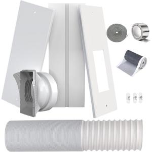 Portable AC Window Kit+Ac Vent Hose for Double-Hung/Small Sliding Windows 26-47Adjustable With 5.1/5.9" Universal Coupler&2 Weather Strippings Fit LG/Hisense/Hair etc Portable ac Window Seal Kit