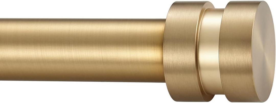 12-20 inch Short Adjustable Warm Gold Curtain Rods,1 inch Diameter Heavy Duty Side Curtain Rod Set with Aluminum Finals for Windows, Door, Drapery