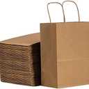 Brown Kraft Paper Bags with Handles Bulk, 5.9"x3.2"x8.3" 100Pcs Paper Gift Bags with Handles Bulk, Paper Shopping Bags, Kraft Bags