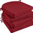 Basic Beyond Chair Cushions for Dining Chairs 4 Pack, Kitchen Chair Cushions with Ties and Non Slip Backing, 16 x 16 inches Chair Pads for Dining Chairs (Red)