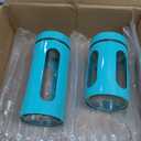 Kitchen Canisters Set For Countertop By Home Basics | Retro-Styled Canisters For Kitchen Counter | Stainless Steel and Glass, See-Through Windows (Turquoise), 2 Pieces