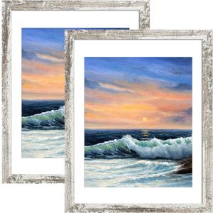 LUCKYLIFE 18x24 Frame in Distressed White, Gallery Frame for Wall Mounting, 2 Pack