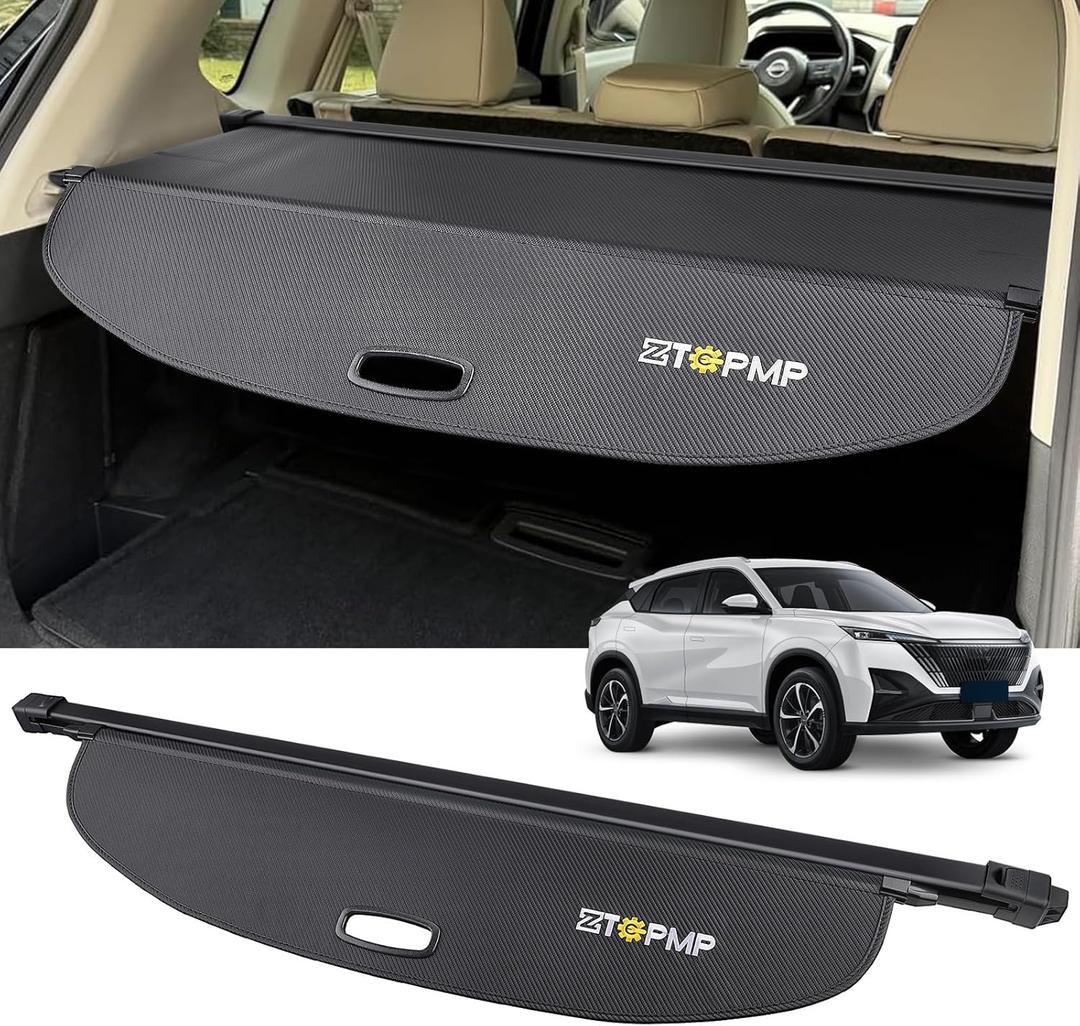 Cargo Cover for Nissan Rogue S SV SL Platinum 2021 2022 2023 2024 2025 2026, Retractable Rear Trunk Cover Luggage Shield Security, Rogue Accessories (Carbon Fiber Leather)