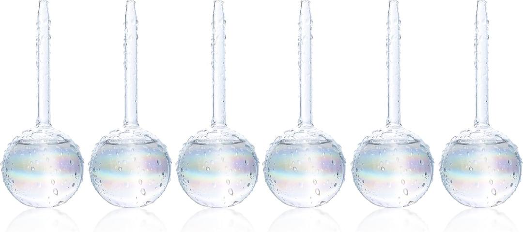 Clear Plant Watering Globes Set of 6 - Small Self Watering Globes for Indoor & Outdoor Plants - Automatic, Glass Watering Bulbs for Daily Use, Plant Watering Devices