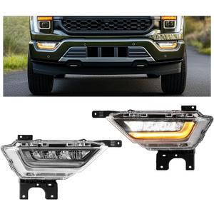 HECASA Pair [Full LED] Fog Lights Assembly Compatible with 2021-2023 Ford F150 XL Front Bumper Fog Driving Turn Signal Light Lamp LED Clear Lens - Driver&Passenger Side
