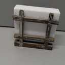 MyGift Farmhouse Rustic Torched Wood Napkin Holder for Table with Cross-Corner Design