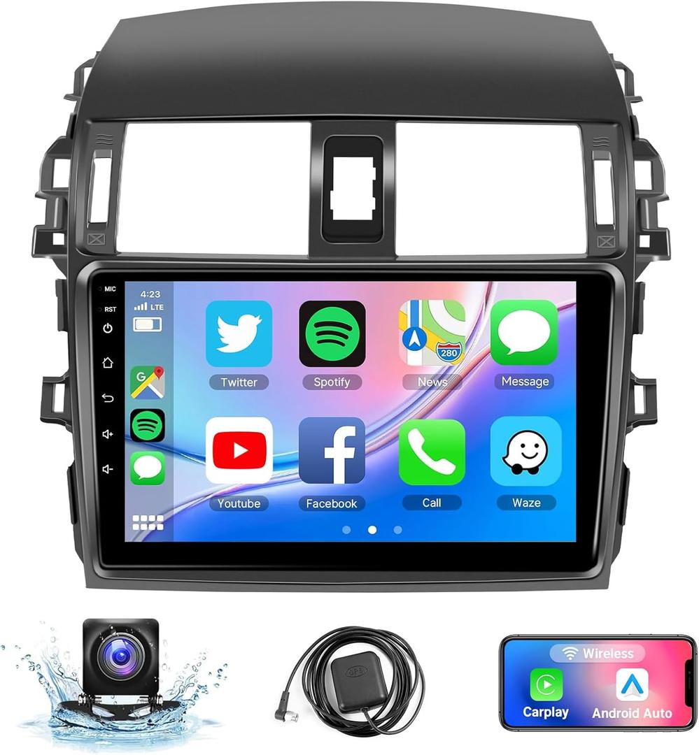 Naifay Android Car Stereo for Toyota Corolla 2009 2010 2011 2012 2013 Wireless Carplay Android Auto, 2+32G 9 inch Touch Screen Radio Bluetooth Car Audio Receivers in Dash GPS WiFi Mirrorlink SWC