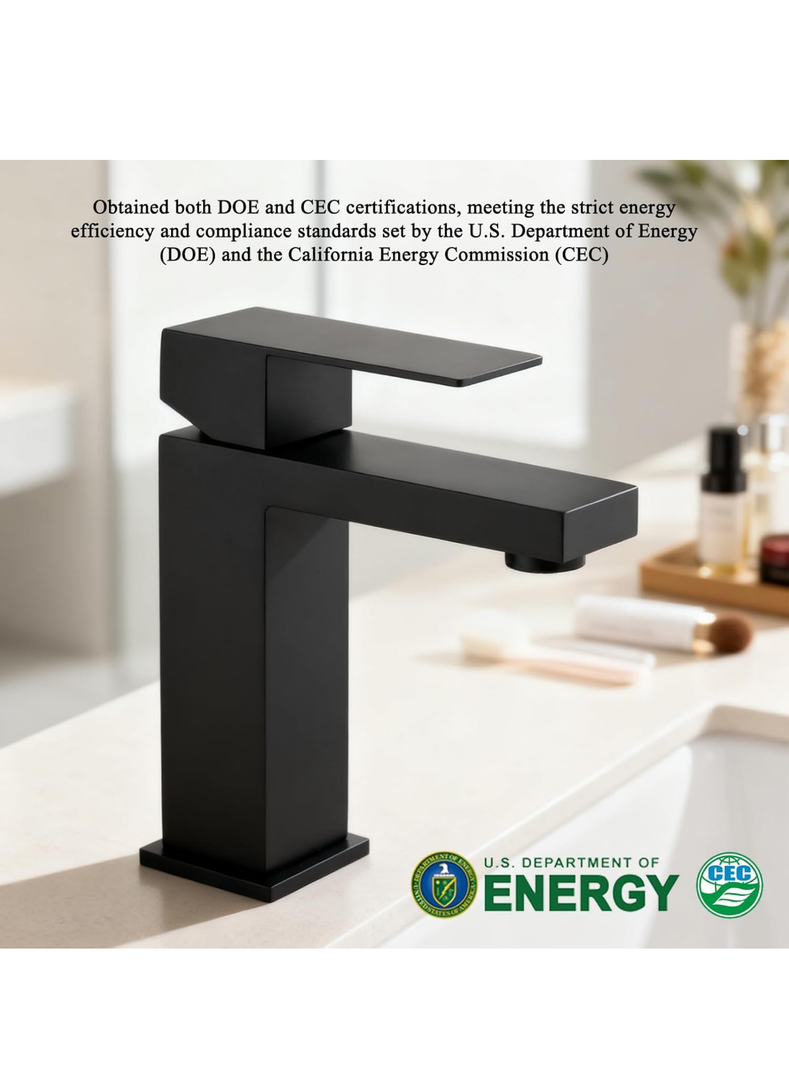 Black Bathroom Faucet Bathroom Sink Faucet One Hole Faucet SUS304 Stainless Steel Single Handle 1 Hole Vanity Faucets for Bathroom Sink NO-Lead Matte Black Bathroom Faucet, SF3-BK