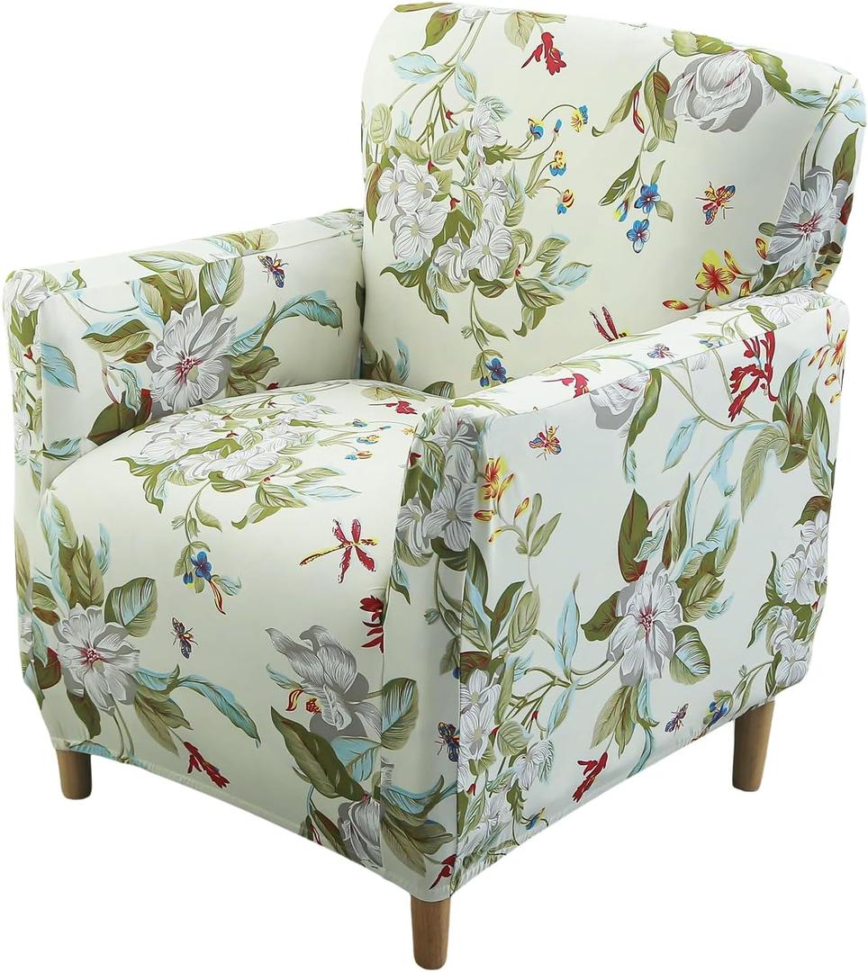 FUANGUI Banquet Armchair Slipcover Printed Chair Covers with Arms Stretch Club Chair Slipcover Soft Armchair Sofa Covers Anti-Slip Furniture Protector for Dogs Pets Home Living Room Decor, 23 (1PCS)