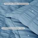 MUXHOMO 7 Pieces Full Comforter Set, Seersucker Bed in a Bag Full Size, All Season Luxury Bedding Set with Comforter, Flat Sheet, Fitted Sheet, Pillowcases & Shams, Mineral Blue