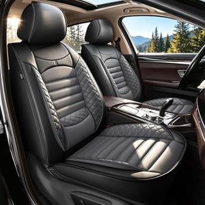 Seat Covers for Toyota 4Runner 2003-2026 2027 Front Set 2 Seats Leather | [Black&Grey] Built-In Lumbar Support Anti-Slip Waterproof Airbag Compatible Protects Upholstery From Spills And Daily Wear