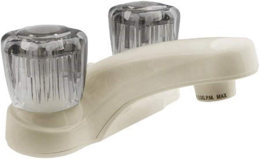 Dura Faucet DF-PL700S-BQ RV Bathroom Faucet with Smoked Acrylic Knobs (Bisque Parchment)