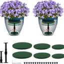 Axcoix 2 Pack Adjustable Height Plant Risers for Inside Pots, 7.5-12" Planter Inserts for Large Pots, Pot Fillers for Tall Square Round Taper Planters (6" 8" 10" Base or Top)