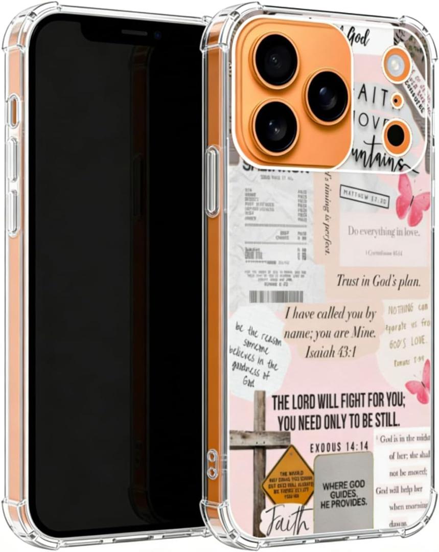 Christian Bible Verses Phone Case Compatible with iPhone 17 Pro, Jesus Faith Salvation Phone Cover for iPhone 17 Pro