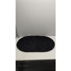 Oval Chenille Bathroom Rug, Ultra Soft Microfiber Shaggy Bath Mat, Machine Washable Thick Fluffy Carpet Rug, Non-Slip Water Absorbent Shower Mat for Bathroom, Shower (Black,20''32'')