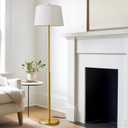 Oneach 61" Floor Lamp for Living Room, Gold Modern Standing Lamp with White Linen Shade, Brass Tall Pole Light with Rotary Switch for Bedroom, Office, Reading Room