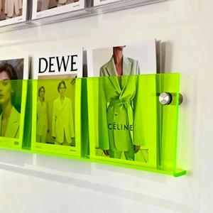 ROYALITA 2-Pack Acrylic Magazine Holder Brochure Holder, 36" Record Holder Magazine Rack, Fashion Hanging Bookshelf Literature Storage Rack for Waiting Room, Living Room, Office, Green, 36 Inch