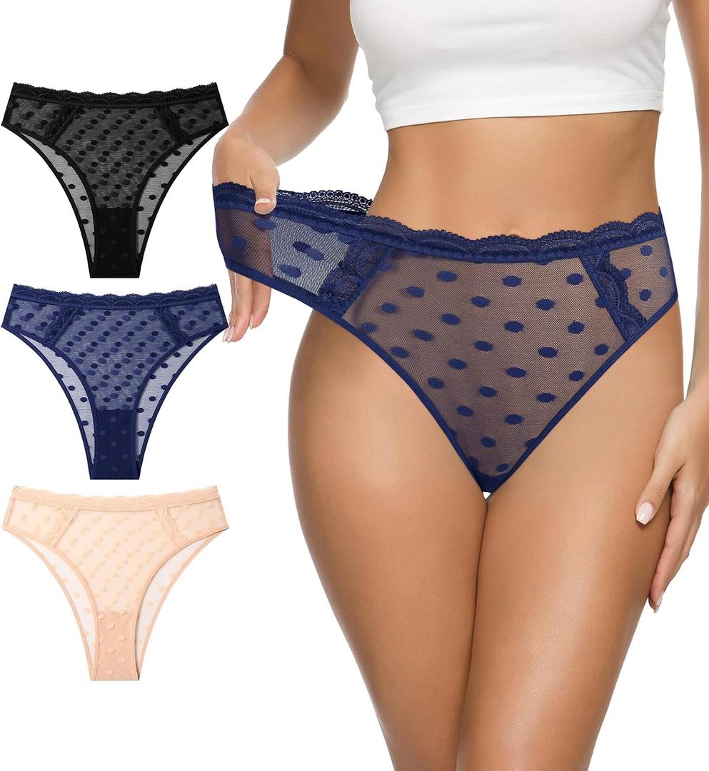 Eiggam Women's Cotton Bikini Panties,High-Cut Full Coverage Stretch Cool Underwear for Women (L)