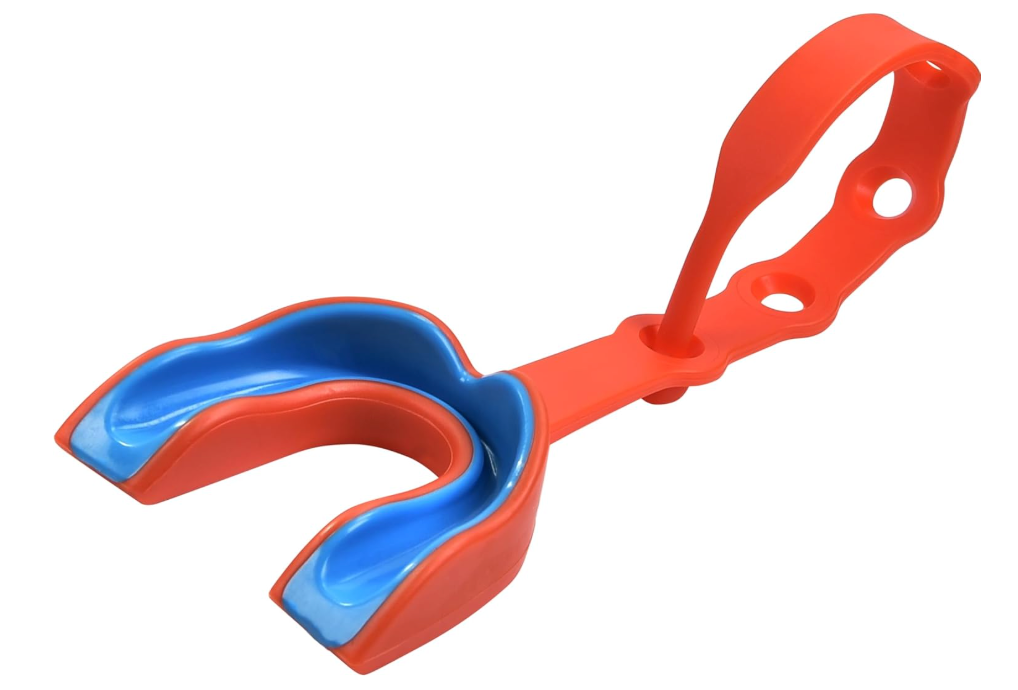 Oral Mart - Youth Mouthguard with Strap (Orange/Blue) for Kids - Sports Mouthguard with Attached Strap for Football, Ice Hockey...