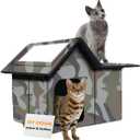 Outdoor Cat House Weatherproof, Large Feral Cat House for Winter, Collapsible Outdoor Cats Shelter with Door and Soft Mat, Easy to Assemble