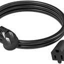 FIRMERST 1875W Flat Plug Extension Cord 3 Feet 14 AWG 15A Black, 1 Pack