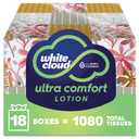 White Cloud Ultra Comfort Lotion 3-Ply Facial Tissue with Aloe & Vitamin E, 18 Box Multipack, 60 Tissues Per Box (1,080 Counts)