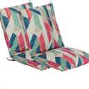 Set of 2 Outdoor Dining Chair Cushions, Patio Seating Cushions, 38x18x4.5 inch, for Garden Patio Furniture (Red-Green Geometry)
