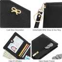 GOIACII Women's Small Bifold Cute Bow Wallet Rfid Blocking Ladies Card holder Wristlet with Zipper Coin Pocket Black